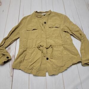 Loft linen blend lined anorak jacket green